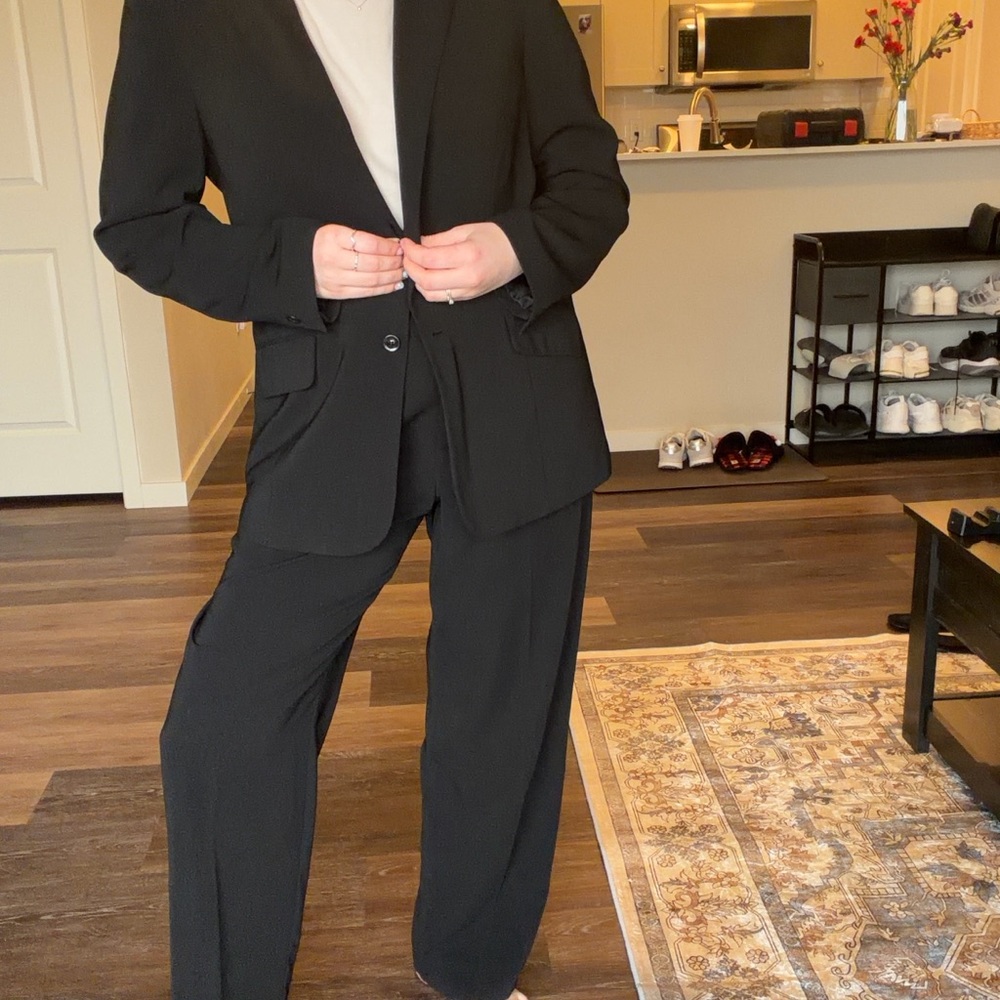 Norton McNaughton Black Wide-Leg Pantsuit